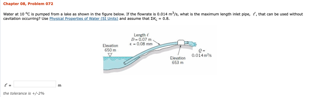 Solved Water at 10 oC is pumped from a lake as shown in the | Chegg.com