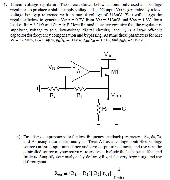 1. Linear voltage regulator: The circuit shown below Circuit Diagram