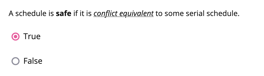 Solved A schedule is safe if it is result equivalent to some | Chegg.com