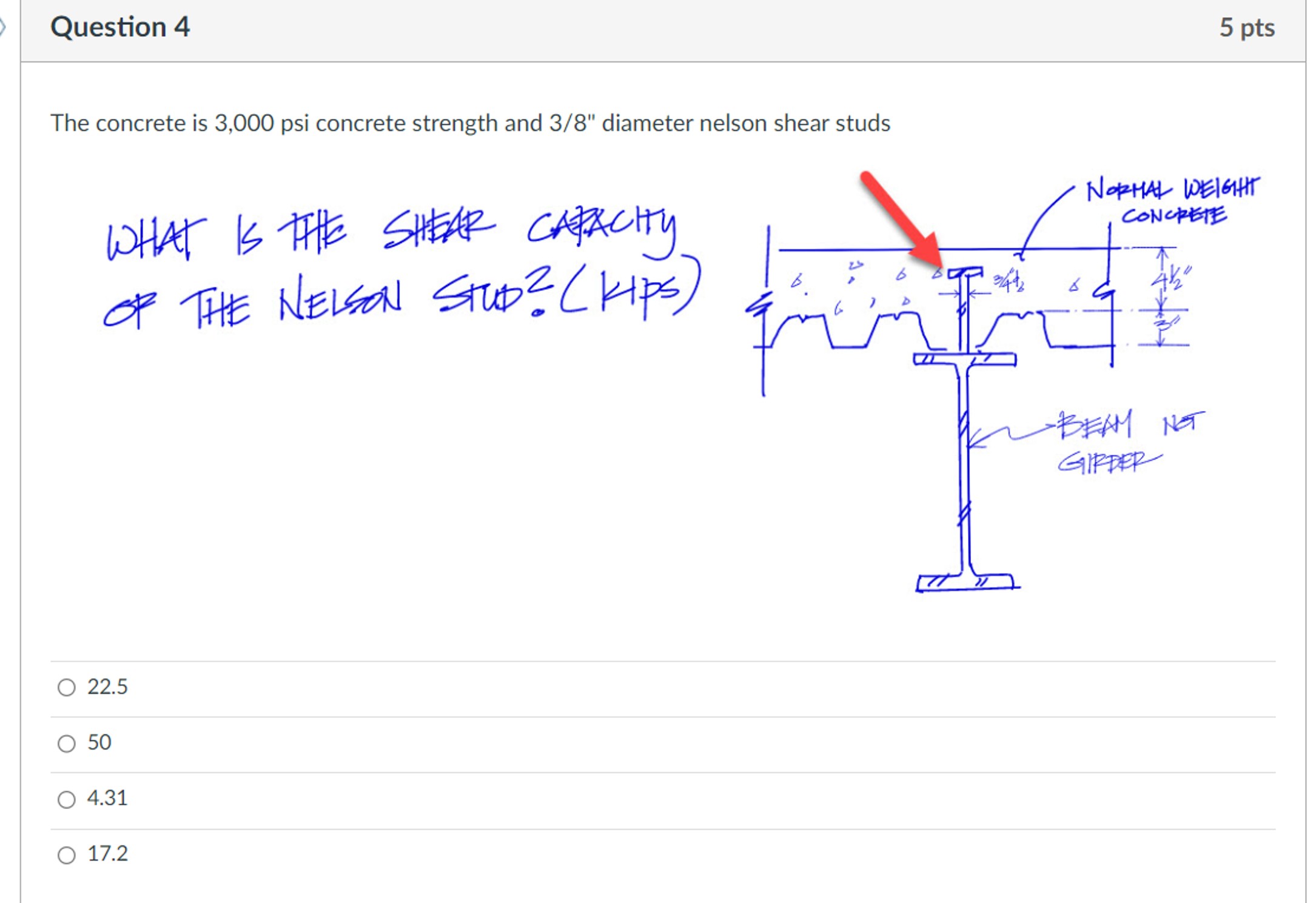 Solved Question 45 ﻿ptsThe concrete is 3,000 ﻿psi concrete