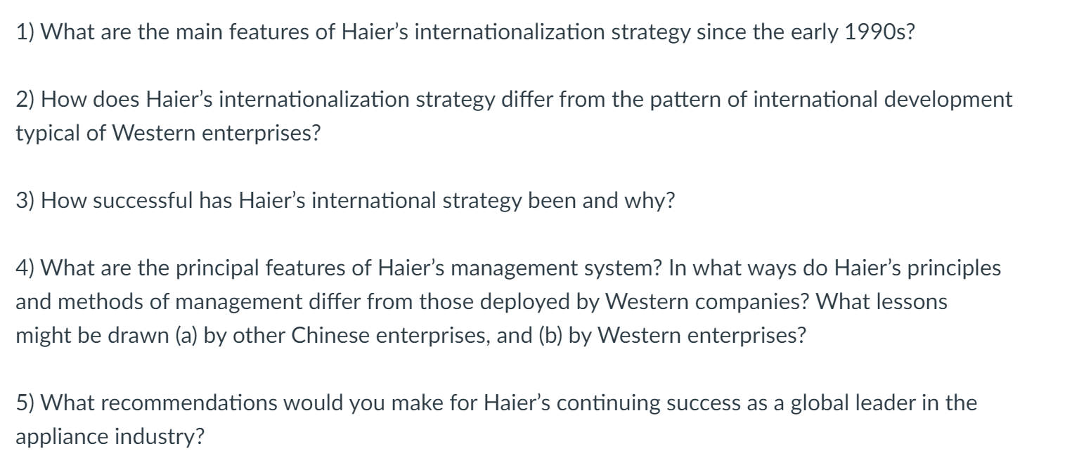 Internationalization Strategy - A case study: Haier Group