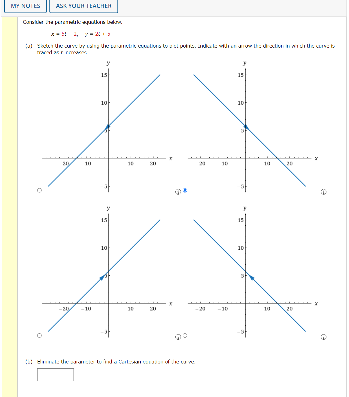 Solved Consider the parametric equations below. | Chegg.com