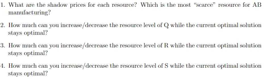 Solved Problem 1 The AB Manufacturing Company Has Two Kinds | Chegg.com