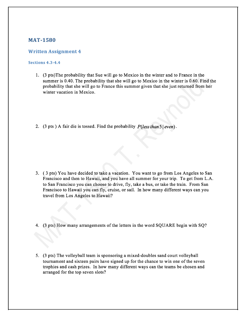 mat1501 assignment 4 solutions