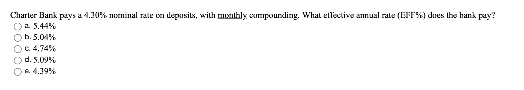 Solved Charter Bank Pays A 4 30 Nominal Rate On Deposits Chegg