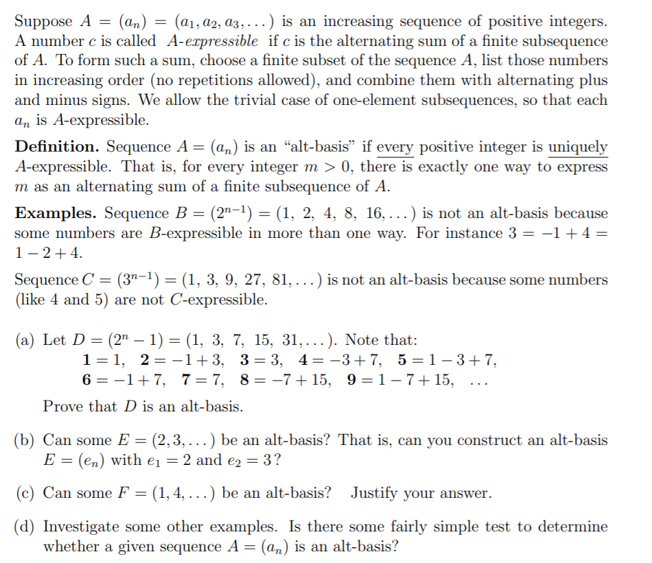 Suppose A = (an) = (a1, 02, 03, ...) is an increasing | Chegg.com