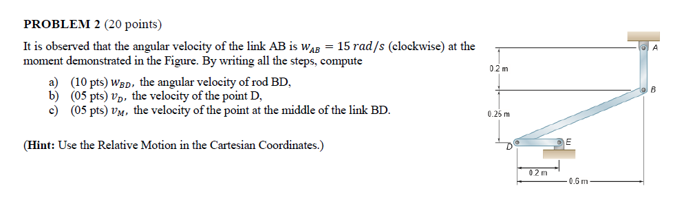 Solved PROBLEM 2 (20 points) It is observed that the angular | Chegg.com