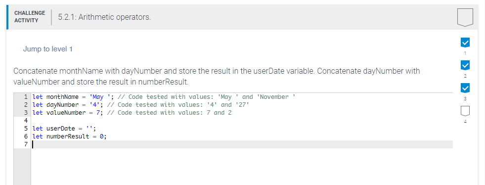 Solved Concatenate monthName with dayNumber and store the | Chegg.com