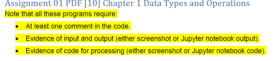 Solved Assignment 01 PDF [10] Chapter 1 Data Types and | Chegg.com