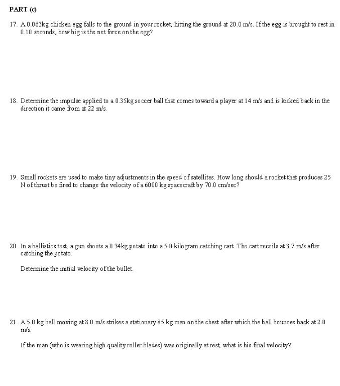 Solved PART (C) 17. A 0.063kg chicken egg falls to the | Chegg.com