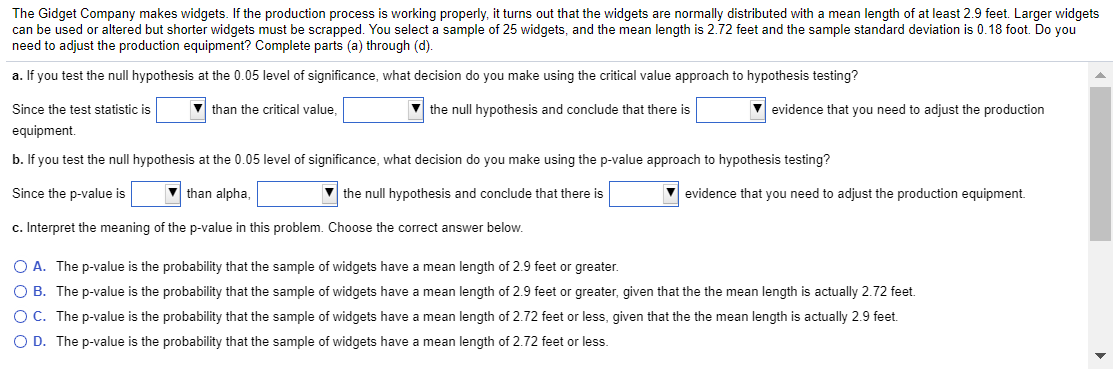Solved The Gidget Company makes widgets. If the production | Chegg.com