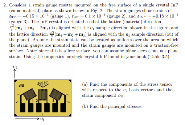 2. Consider a strain gauge rosette mounted on the | Chegg.com