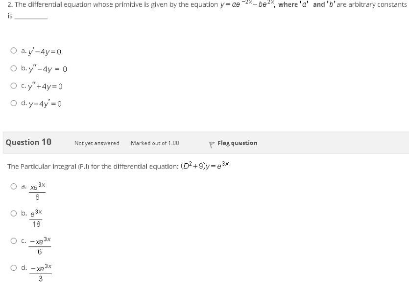 Solved 2. The differential equation whose primitive is given | Chegg.com