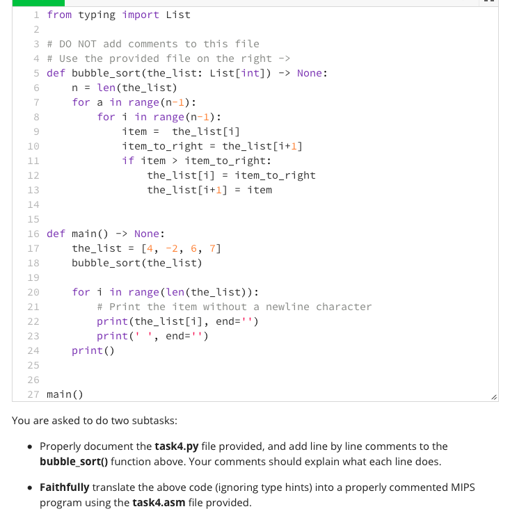 Solved 1 from typing import List 2 6 8 9 11 12 13 3 # DO NOT | Chegg.com