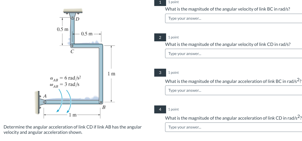 Solved What is the magnitude of the angular velocity of link | Chegg.com