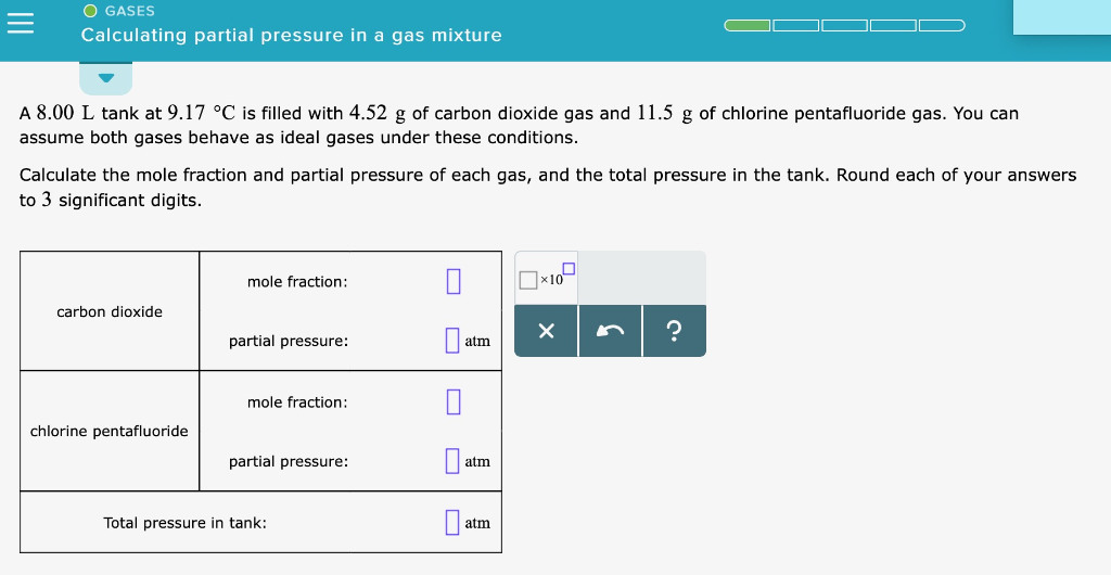 Solved O GASES Calculating partial pressure in a gas mixture | Chegg.com