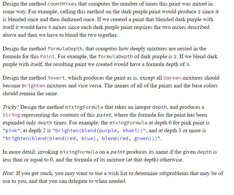 Define the file Paints.java that will contain the | Chegg.com
