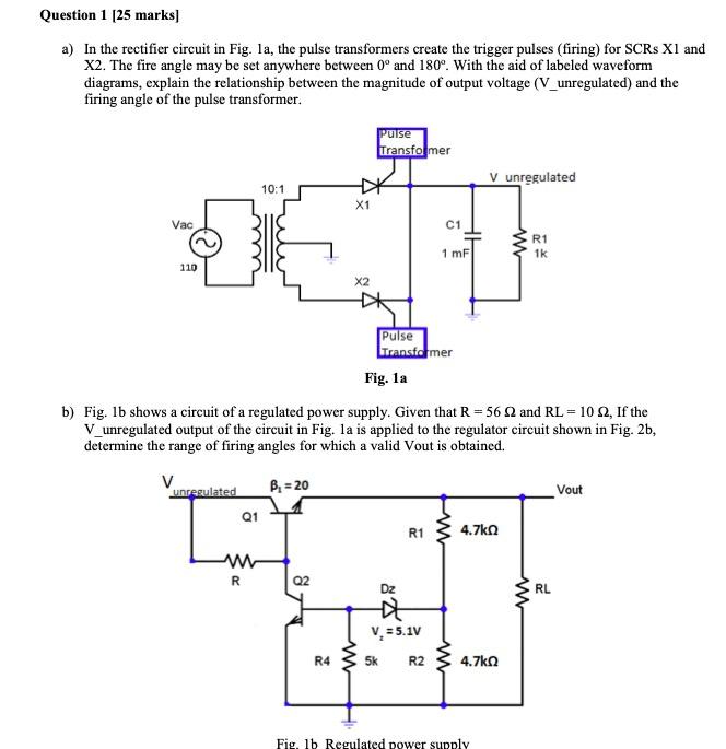 Solved Question 1 [25 marks] a) In the rectifier circuit in | Chegg.com