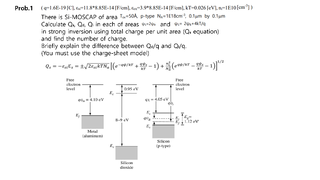 Prob.1 (q=1.6E-19 [C], Esi=11.8*8.85E-14 [F/cm], | Chegg.com