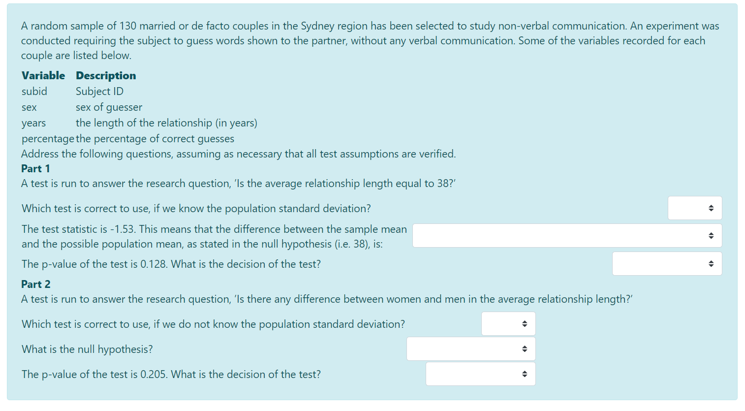 Solved A random sample of 130 married or de facto couples in Chegg pic