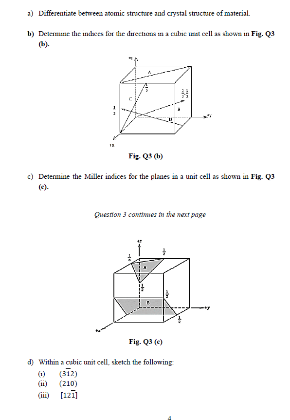 Solved a) Differentiate between atomic structure and crystal | Chegg.com