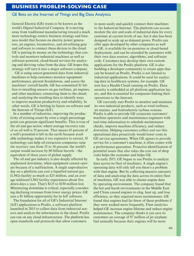 Solved BUSINESS PROBLEM-SOLVING CASE GE Bets on the Internet | Chegg.com