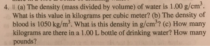 Solved 4 Il A The Density Mass Divided By Volume Of 1990