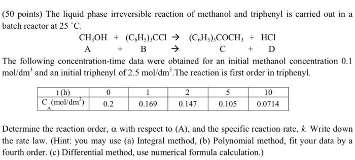 Solved (50 points) The liquid phase irreversible reaction of | Chegg.com