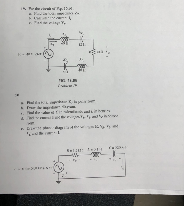 Solved 19. For the circuit of Fig. 15.96: a. Find the total | Chegg.com