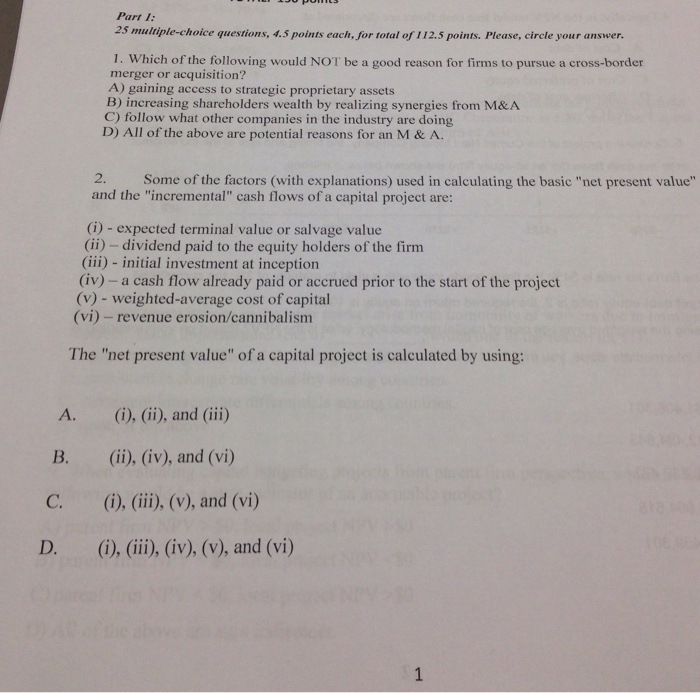 Solved Part 1: 25 multiple-choice questions, 4.5 points | Chegg.com