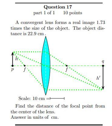 Solved Question 17 part 1 of 1 10 points A convergent lens | Chegg.com