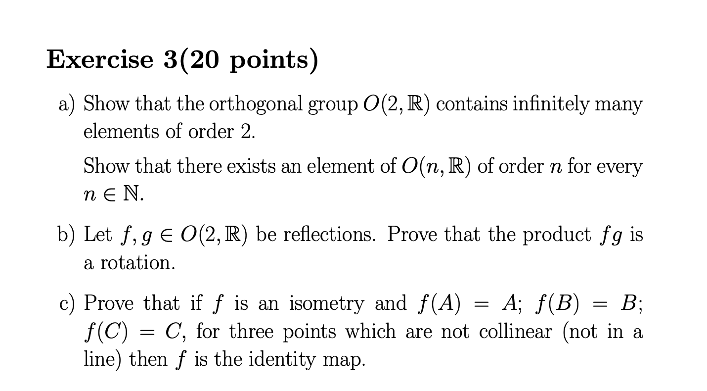 Solved Exercise 3 (20 points) a) Show that the orthogonal | Chegg.com