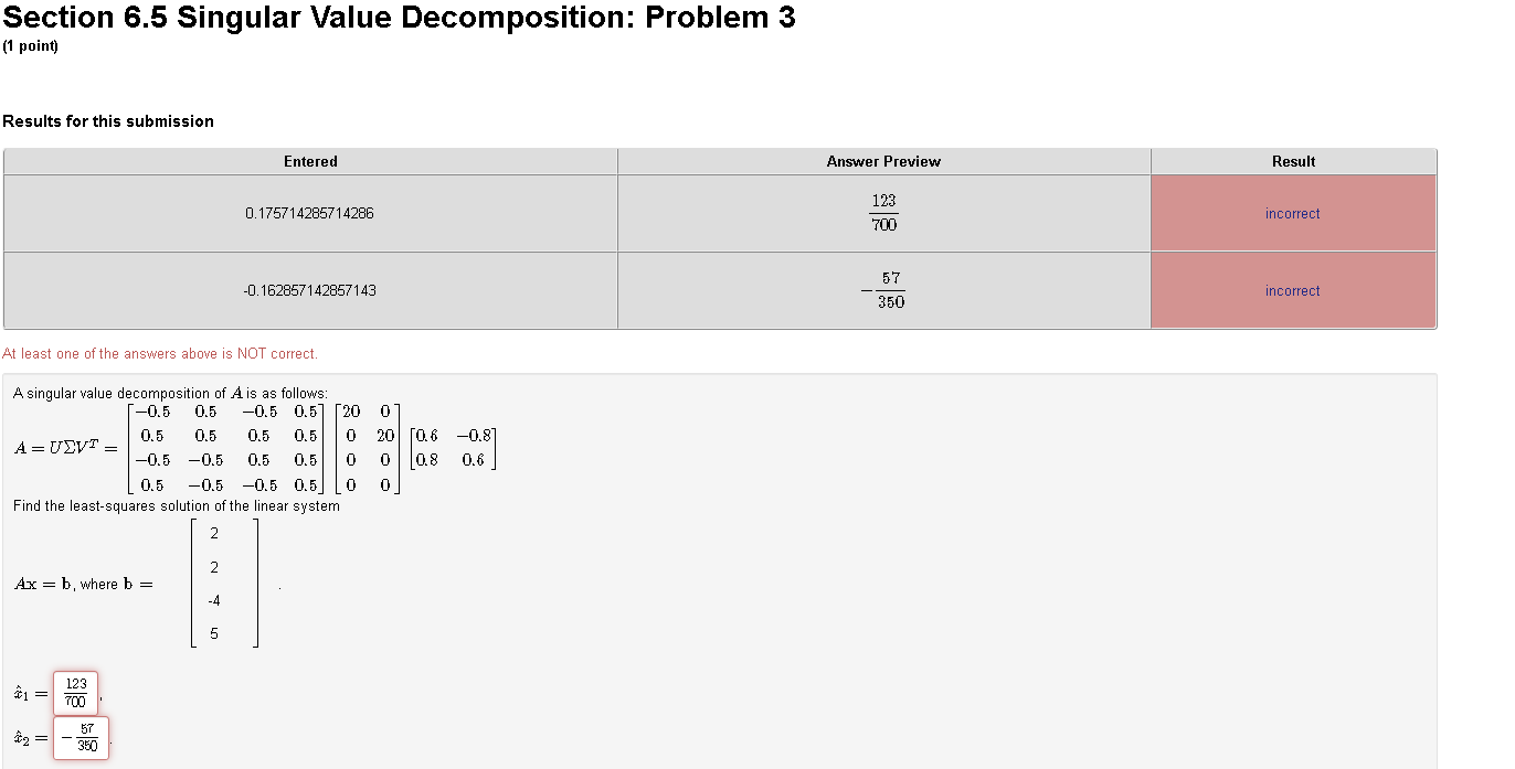 Solved Section 6.5 Singular Value Decomposition: Problem 3 | Chegg.com