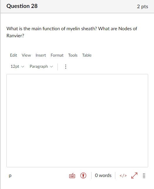 Solved Question 28 2 pts What is the main function of myelin | Chegg.com