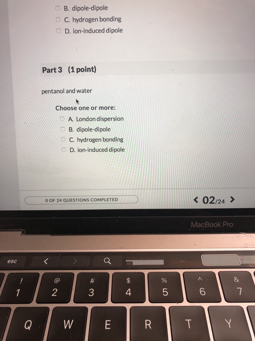 Solved Which Intermolecular Force S Do The Following Pairs Chegg Com