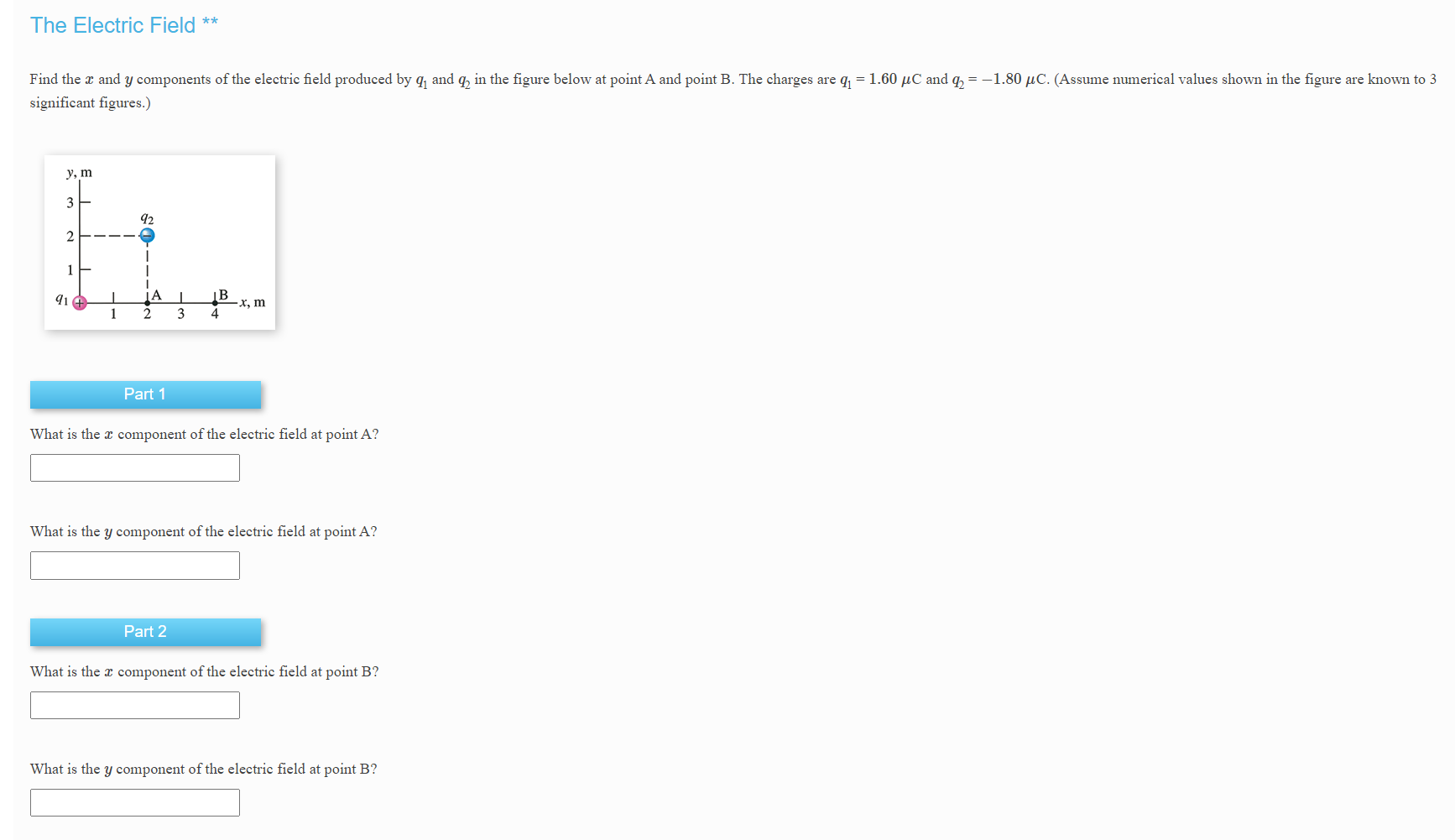 Solved The Electric Field ** Find the x and y components of | Chegg.com