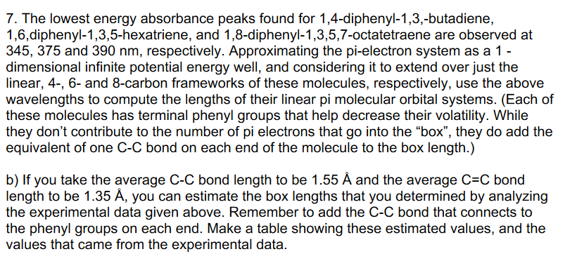 7 The Lowest Energy Absorbance Peaks Found For 1 Chegg Com