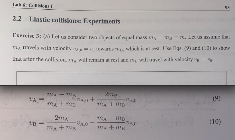 Solved Lab 6: Collisions I 93 2.2 Elastic Collisions: | Chegg.com