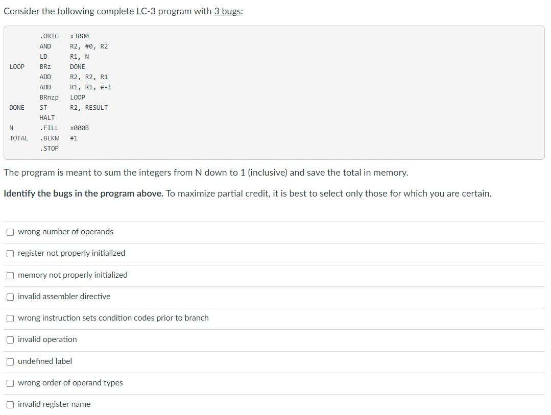 Consider The Following Complete LC-3 Program With 3 | Chegg.com