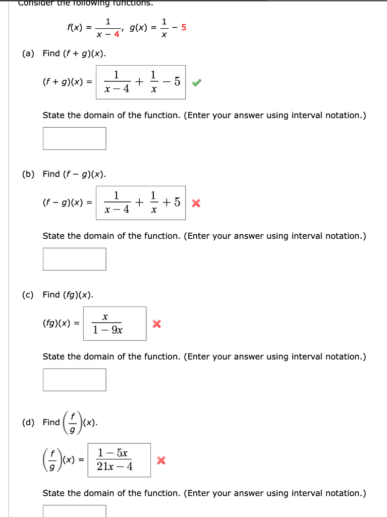 Solved Consider the following Tunctions. f(x) = 1 X-4' 1 | Chegg.com