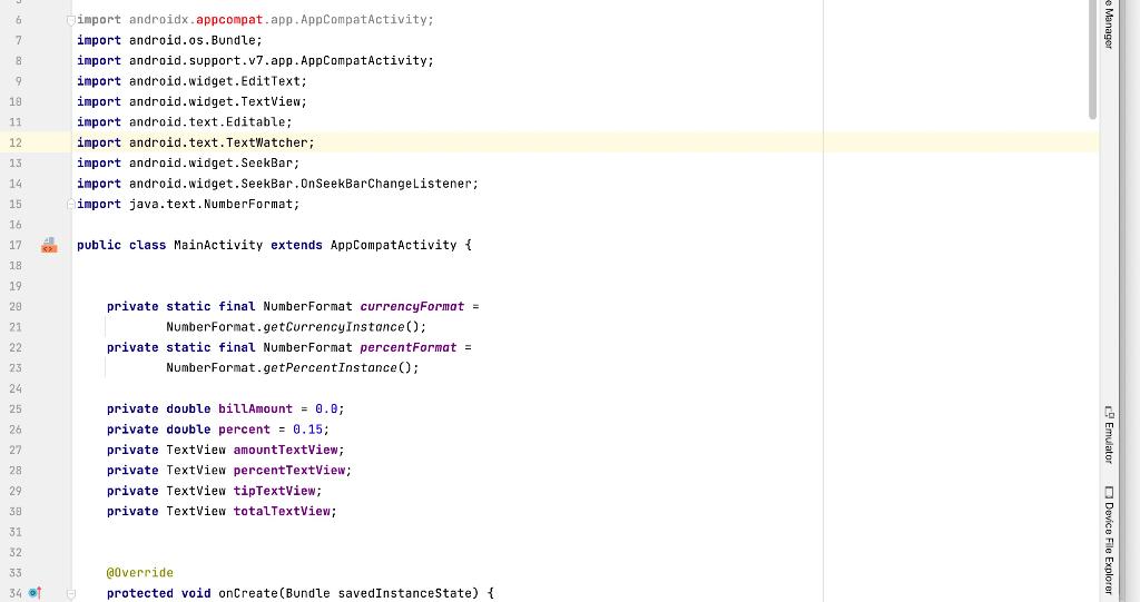 Solved This error in my coding is preventing my android | Chegg.com