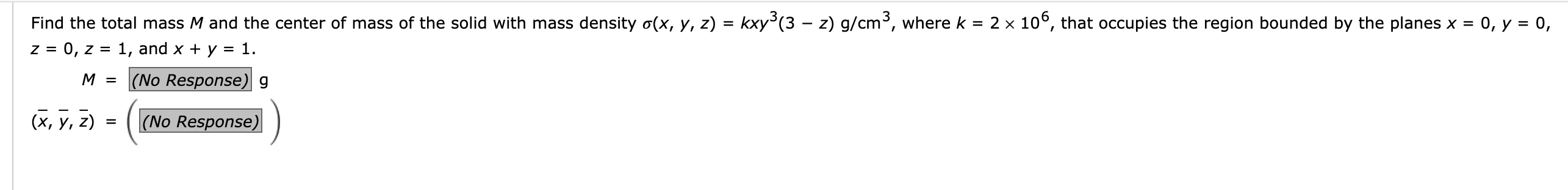 Solved Find the total mass M and the center of mass of the | Chegg.com