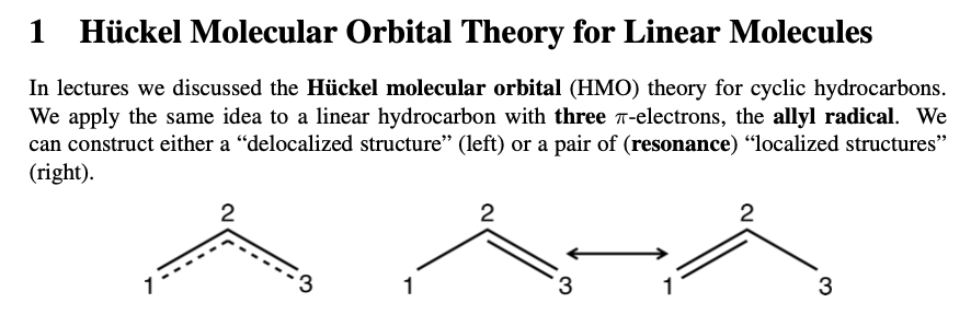 1 Hückel Molecular Orbital Theory for Linear | Chegg.com
