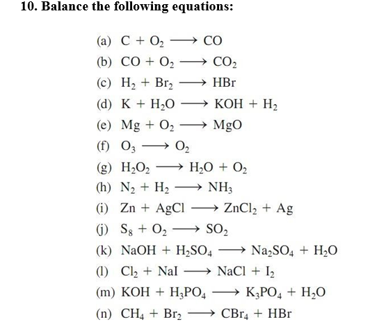 Solved Balance the following | Chegg.com