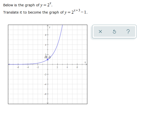 Solved Below is the graph of y=2*. Translate it to become | Chegg.com