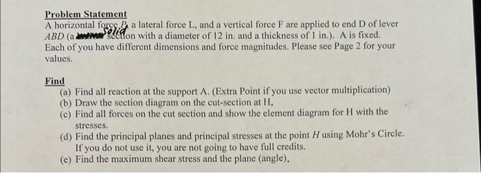Solved Problem Statement A horizontal forces, a lateral | Chegg.com