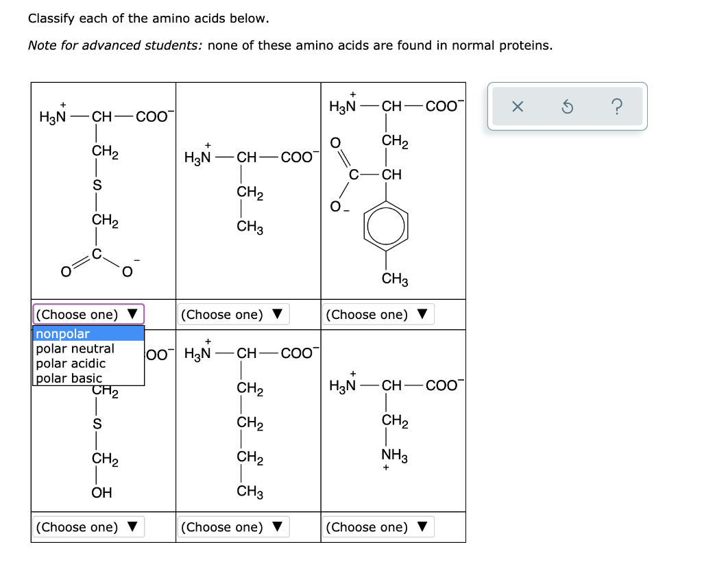 Solved Classify each of the amino acids below. Note for | Chegg.com