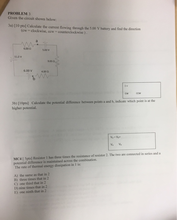 Solved PROBLEM 3 Given the circuit shown below: 3a) [10 pts] | Chegg.com