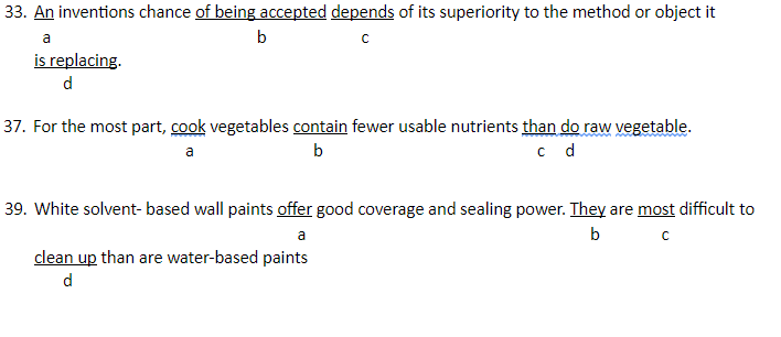 QUESTION 37 Which of the following underlined