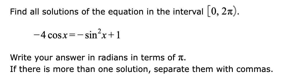 Solved Find all solutions of the equation in the interval | Chegg.com